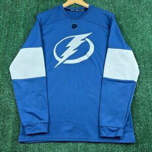 Adidas Tampa Bay Lightning Sweatshirt Men's‎ Medium Blue White Polyester Jersey